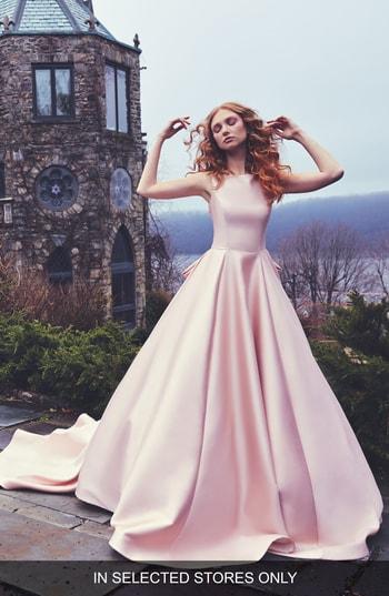 Women's Sareh Nouri Brooklyn Bateau Neck Ballgown With Cathedral Train, Size In Store Only - Pink