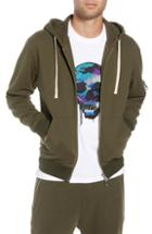 Men's The Kooples Distressed Zip Front Hooded Sweatshirt - Beige