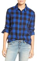 Women's Treasure & Bond Plaid Boyfriend Shirt, Size - Blue