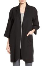 Women's Eileen Fisher Notch Collar Long Jacket, Size - Black