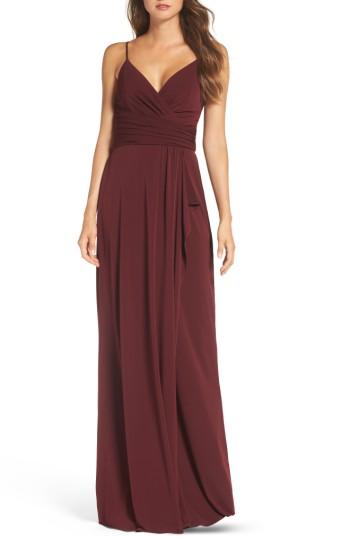 Women's Amsale Celina Mock Wrap Gown - Red