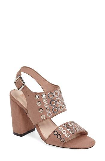 Women's Topshop Nadia Rivet Block Heel Sandal .5us / 40eu - Beige