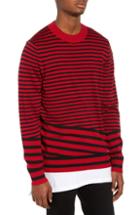 Men's The Rail Asymmetrical Stripe Longline Sweater, Size - Red