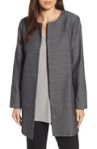 Women's Eileen Fisher Open Front Herringbone Jacket, Size - Grey
