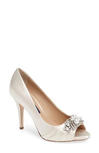 Women's Nina Ruana Swarovski Peep Toe Pump .5 M - Ivory