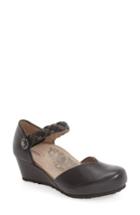 Women's Aetrex 'mia' Braid Strap Wedge Eu - Black