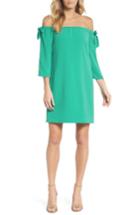 Women's Charles Henry Tie Sleeve Off The Shoulder Shift Dress, Size - Green
