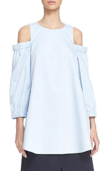 Women's Tibi Satin Poplin Cold Shoulder Top
