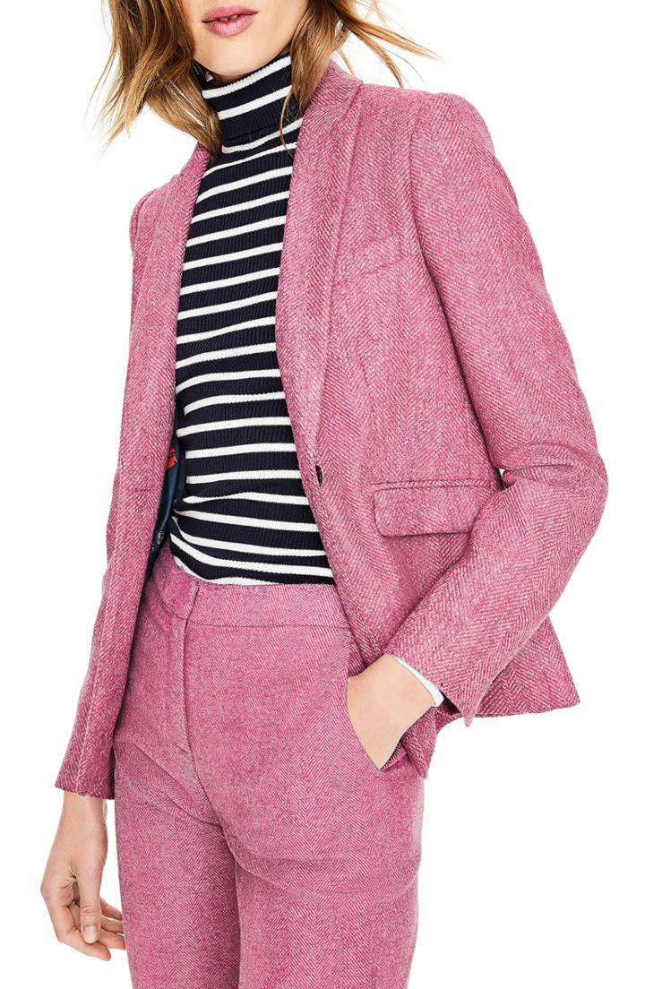 Women's Boden British Tweed Wool Blazer (similar To 14w-16w) - Pink