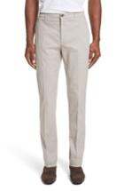 Men's Canali Flat Front Stretch Solid Cotton Trousers R Eu - Grey
