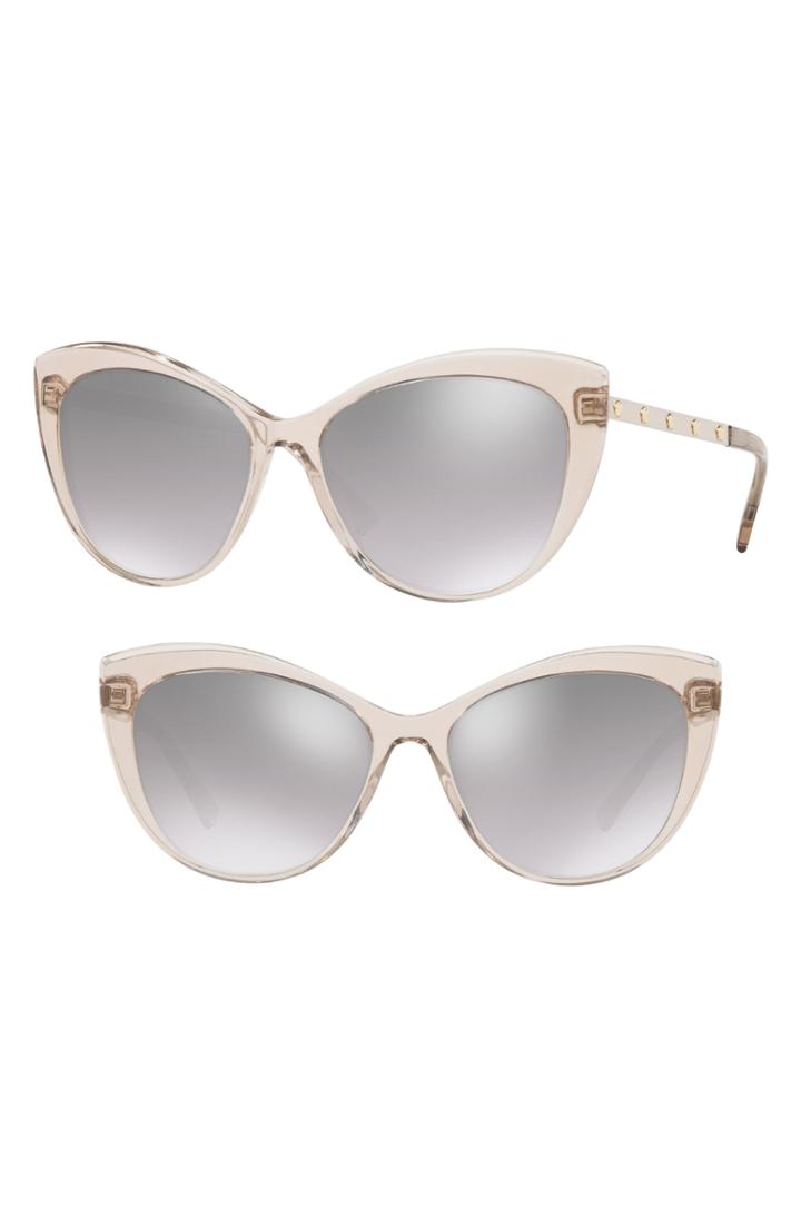 Women's Versace Medusa 57mm Cat Eye Sunglasses - Grey/ Silver Gradient Mirror