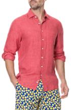 Men's Rodd & Gunn Harris Bay Regular Fit Linen Sport Shirt, Size - Pink