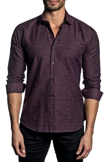 Men's Jared Lang Trim Fit Slub Sport Shirt - Burgundy