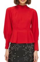Women's Topshop Tuck Waist Blouse Us (fits Like 0-2) - Red