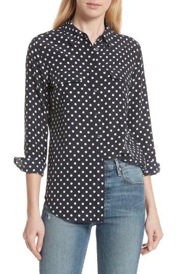 Women's Equipment Slim Signature Polka Dot Silk Shirt - Blue