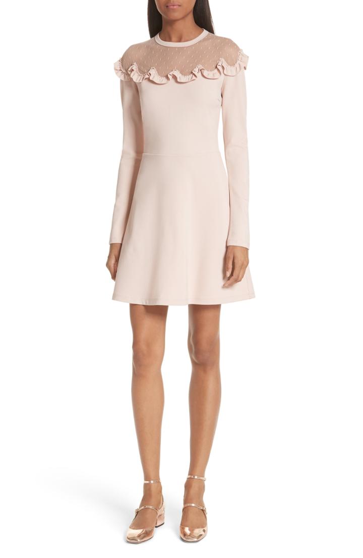 Women's Red Valentino Point D'esprit Yoke Dress