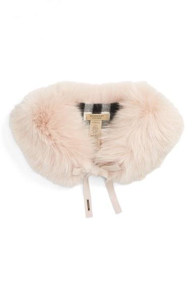 Women's Burberry Genuine Fox Fur Collar, Size - Pink