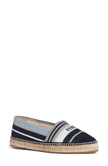 Women's Fendi Rockoko Logo Sock Espadrille .5us / 34eu - Grey