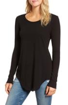 Women's Caslon Cozy Tie Waist Peplum Top - Black