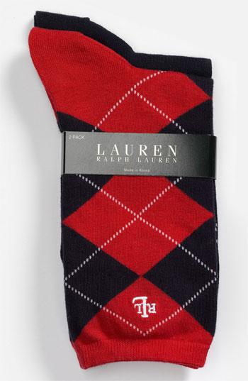 Lauren Ralph Lauren Argyle Crew Socks (2-pack) Red 9/11