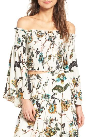Women's Bp. Smocked Flare Sleeve Off The Shoulder Top - Ivory