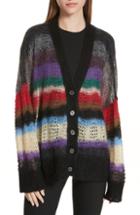 Women's N Degree21 Stripe Mohair & Wool Blend Cardigan - Black