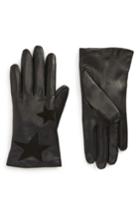 Women's Fownes Brothers Star Leather Gloves - Black