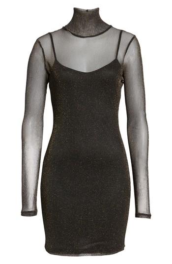 Women's Love, Fire Metallic Mesh Body-con Dress - Metallic