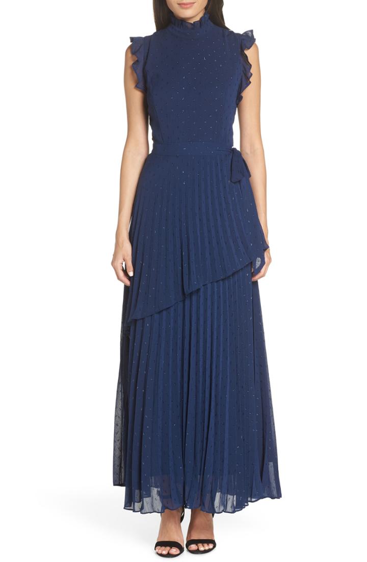 Women's Chelsea28 Wrap Waist Pleated Maxi Dress - Blue