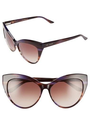 Women's Ted Baker London 57mm Cat Eye Sunglasses - Purple Horn