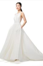 Women's Jenny Yoo Ashton Plunge Back A-line Gown - Ivory