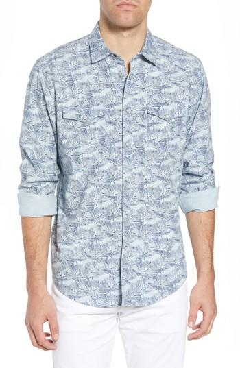 Men's Coastaoro Zumas Vaquero Regular Fit Floral Sport Shirt - Blue