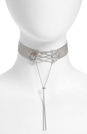 Women's Topshop Lace-up Mesh Choker