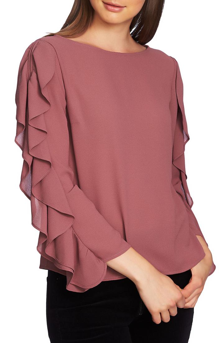 Women's 1.state Ruffle Slit Sleeve Top, Size - Pink