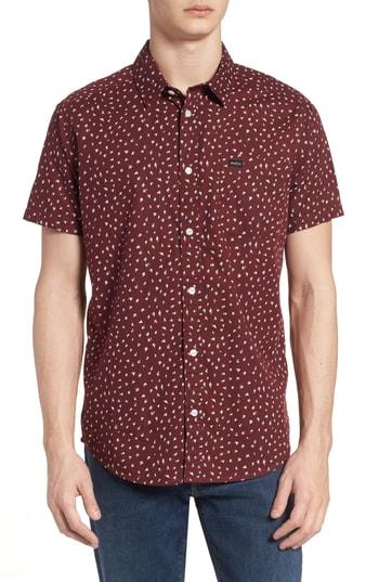 Men's Rvca Triangle Geo Woven Shirt - Burgundy