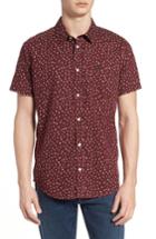 Men's Rvca Triangle Geo Woven Shirt - Burgundy