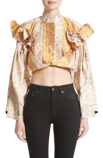 Women's Litkovskaya Cascade Crop Bomber Jacket Us / 36 Eu - Metallic