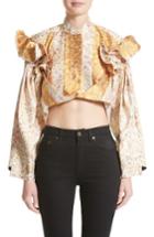 Women's Litkovskaya Cascade Crop Bomber Jacket Us / 36 Eu - Metallic