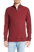 Men's Vintage 1946 Regular Fit Ribbed Quarter Zip Shirt - Red