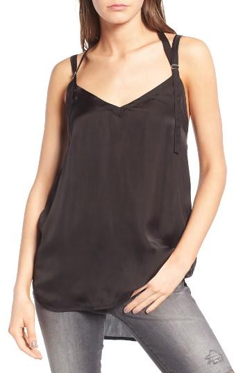 Women's Treasure & Bond Strappy Satin Tank, Size - Black