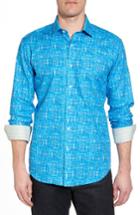 Men's Bugatchi Slim Fit Crosshatch Sport Shirt, Size - Blue