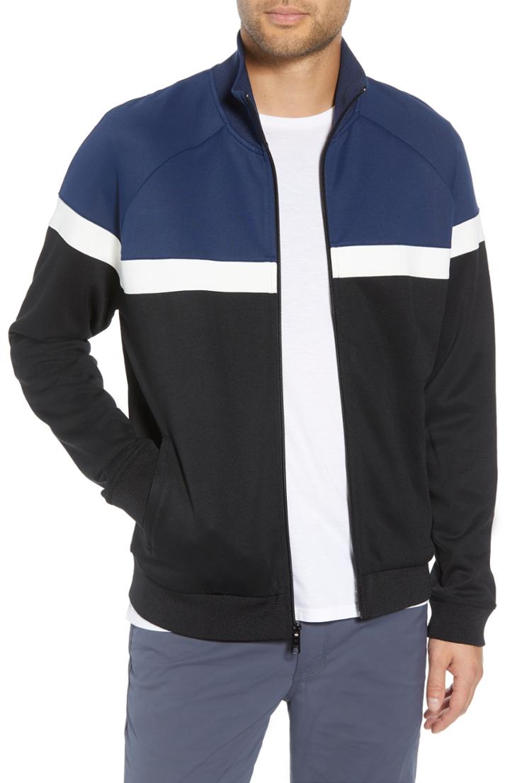 Men's Vince Classic Fit Colorblock Track Jacket, Size - Black