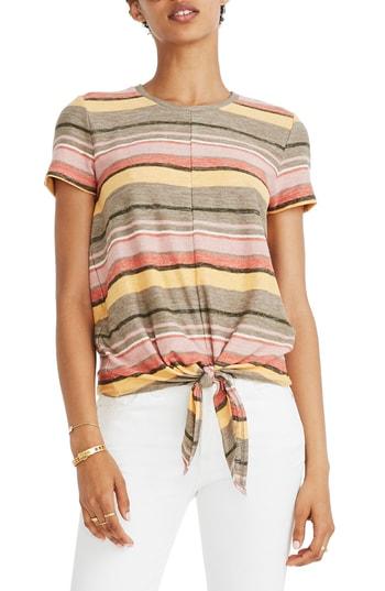Women's Madewell Texture & Thread Modern Tie-front Top, Size - Beige