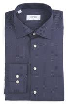 Men's Eton Slim Fit Dot Dress Shirt - Blue