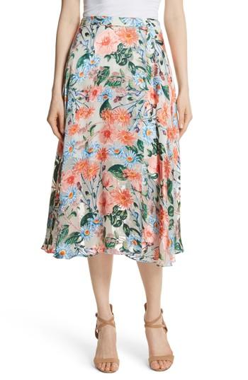 Women's Alice + Olivia Nanette Floral Faux Wrap Skirt - Blue