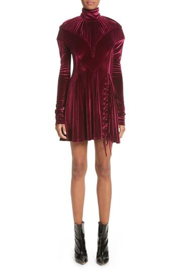 Women's Y/project Tie Hem Velvet Minidress Us / 36 Fr - Burgundy