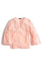 Women's J.crew Embroidered Bell Sleeve Silk Top - Pink