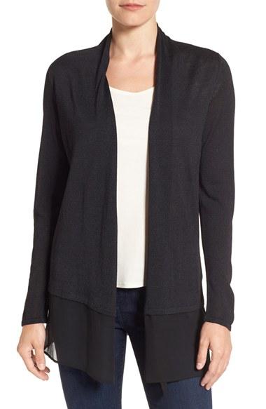 Women's Nic+zoe Chiffon Trim Cardigan