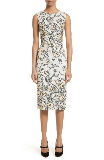 Women's St. John Collection Painted Floral Organza Dress - White
