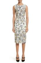 Women's St. John Collection Painted Floral Organza Dress - White